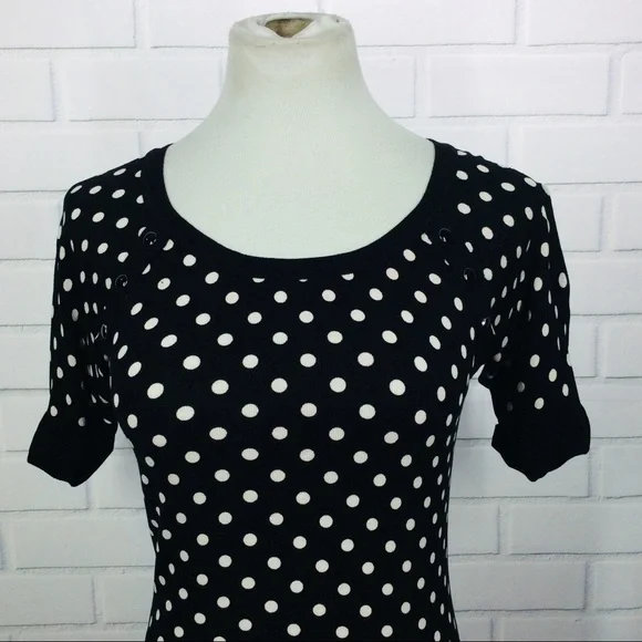 WHBM B&W Polka Dot Half Sleeve Sweater - S - Picture 2 of 12